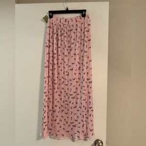 Pink Floral Pleated Skirt